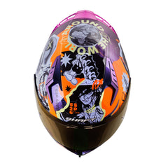 Casco Shaft 526 Sp Evo Llage Camaleon Naranja Neon Visor Iridium Morado
