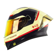 Casco Shaft 52Sp Evo Nihon Amarillo Claro Rojo Visor Revo Rojo