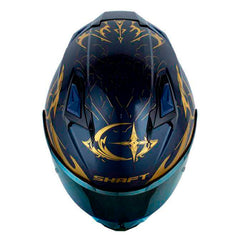 Casco Shaft 556 Taipan Dark Azul Metalico Holografico Dorado Visor Iridium Dorado