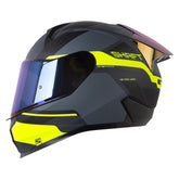 Casco Shaft 560 Evo Crawler Gris Oscuro Amarillo Visor Iridium Azul