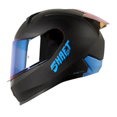 Casco Shaft 560 Evo Solid Negro Azul Visor Iridium Azul