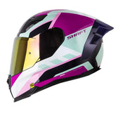 Casco Shaft 562 R Born Turquesa Fucsia Visor Iridium Morado