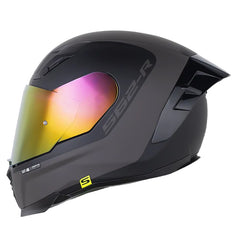 Casco Shaft 562 R Trax Gris Oscuro Negro Visor Iridium Rojo