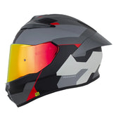 Casco Shaft 584 Sp Downx Gris Oscuro Negro Visor Revo Rojo