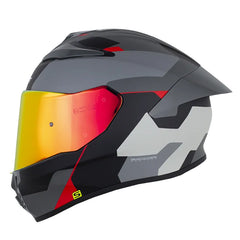 Casco Shaft 584 Sp Downx Gris Oscuro Negro Visor Revo Rojo