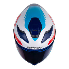 Casco Shaft 584 Sp Race Blanco Perlado Rojo Visor Iridium Azul