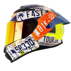 Casco Shaft 584 Sp State Azul Naranja Neón Visor Revo Rojo