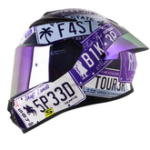Casco Shaft 584 Sp State Morado Azul Visor Revo Morado