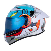 Casco Shaft 584 Sp Sharky Gris Claro Naranja Visor Iridium Azul