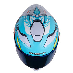 Casco Shaft 584 Sp Sharky Gris Claro Naranja Visor Iridium Azul