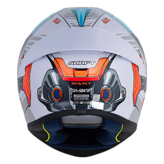 Casco Shaft 584 Sp Sharky Gris Claro Naranja Visor Iridium Azul