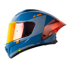 Casco Shaft 596 Sp Nuke Azul Oscuro Naranja Visor Iridium Rojo