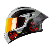 Casco Shaft 596 Sp Sport-Head Gris Blanco Visor Revo Rojo