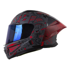 Casco Shaft 596 Vintage Car Gris Negro Visor Iridium Azul