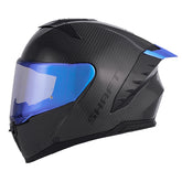 Casco Shaft Carbonite Solid Negro Carbono Visor Revo Azul