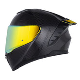 Casco Shaft Carbonite Solid Negro Carbono Visor Revo Dorado
