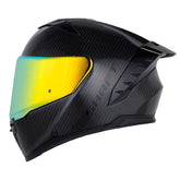 Casco Shaft Carbonite Solid Negro Carbono Visor Revo Dorado