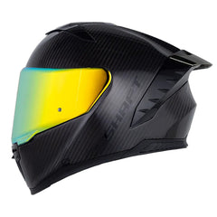 Casco Shaft Carbonite Solid Negro Carbono Visor Revo Dorado