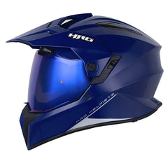 Casco Hro Mx-340 Solid Azul Oscuro Silver Visor Iridium Azul