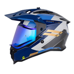 Casco Shaft Mx360 Flush Gris Claro Azul Visor Iridium Azul