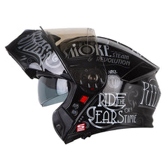 Casco Shaft Pro 4000Dv Evo Ride_Rust Negro Gris Visor Iridium Silver