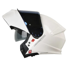 Casco Shaft Pro 4000Dv Evo Solid Blanco Perlado Visor Iridium Azul