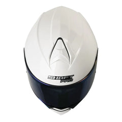 Casco Shaft Pro 4000Dv Evo Solid Blanco Perlado Visor Iridium Azul