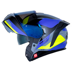 Casco Shaft Pro 4200Dv Burnt Gris Amarillo Neon Visor Iridium Azul