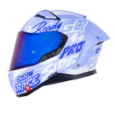 Casco Shaft Pro 606Sp Damn Azul Claro Blanco Visor Iridium Azul