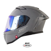 Casco Shaft Pro 606Sp Solid Gris Visor Revo Azul