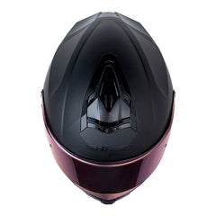 Casco Shaft Pro 609 Venom Solid Negro Gris Visor Iridium Azul