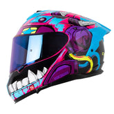 Casco Shaft Pro 610Dv Evo Cyberpunk Fucsia Morado Visor Iridium Azul