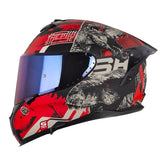 Casco Shaft Pro 610Dv Evo Dino Mix Negro Rojo Visor Iridium Azul