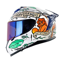 Casco Shaft Pro 610Dv Evo La Buena Vida Blanco Verde Visor Iridium Azul
