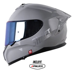 Casco Shaft Pro 610Dv Evo Solid Gris Silver Visor Iridium Azul