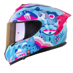 Casco Shaft Pro 610 Dv Evo Magic World Azul Morado Visor Iridium Morado