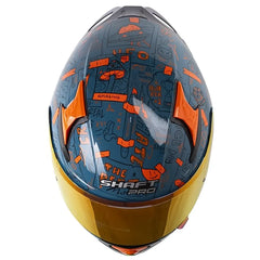 Casco Shaft Pro 612Dv Things Azul Naranja Visor Revo Rojo