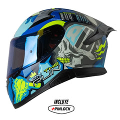 Casco Shaft Pro 612Dv X-Ray Azul Gris Visor Iridium Azul