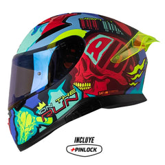 Casco Shaft Pro 612Dv X-Ray Azul Rojo Visor Iridium Azul