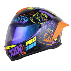 Casco Shaft Pro 614 Dv R Street Ko Camaleon Naranja Visor Iridium Azul