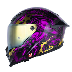 Casco Shaft Pro 615Dv Werewolf Negro Fucsia Visor Iridium Dorado