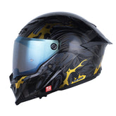 Casco Shaft Pro 615Dv Werewolf Negro Gris Oscuro Visor Iridium Dorado