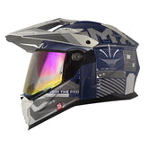 Casco Shaft Pro Mx400Dv Cryptone Azul Oscuro Arena Visor Iridium Rojo