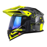 Casco Shaft Pro Mx400Dv Cryptone Gris Oscuro Amarillo Visor Iridium Azul