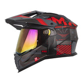 Casco Shaft Pro Mx400Dv Cryptone Negro Rojo Visor Iridium Rojo