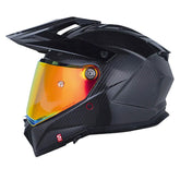 Casco Shaft Pro Mx480 C Solid Negro Carbono Silver Visor Revo Rojo