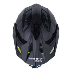 Casco Shaft Pro Mx480 C Solid Negro Carbono Silver Visor Revo Rojo
