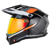 Casco Shaft Pro Mx480 Nomad Negro Carbono Gris Claro Visor Revo Rojo