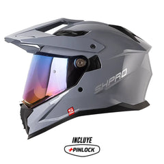 Casco Shaft pro Mx400D Solid Gris Silver Visor Iridium Azul