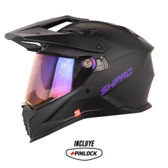 Casco Shaft pro Mx400D Solid Negro Morado Visor Iridium Morado